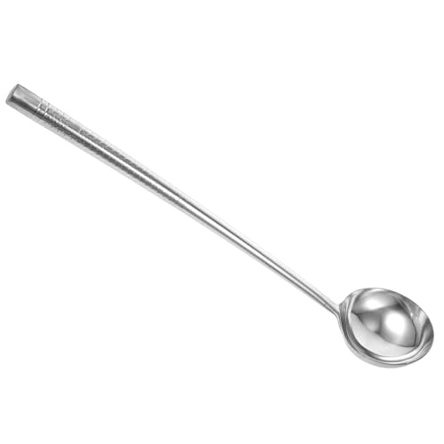 Toyvian Edelstahl Woklöffel Kochlöffel Schöpfkelle Küchenwasserschaufel Großer Servierlöffel Servierlöffel Wok Zubehör Großer Löffel Wok Utensilien Metalllöffel Kochen Silber von Toyvian