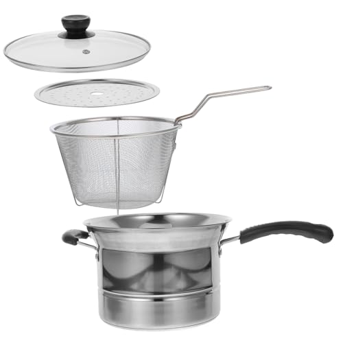 Toyvian Edelstahltöpfe Mit Kochtopf Und Deckel Frittiertopf Mit Sieb Und Korb Suppentopf Für Induktion Kleiner Kochtopf Mit Griff Für Pasta Und Braten von Toyvian