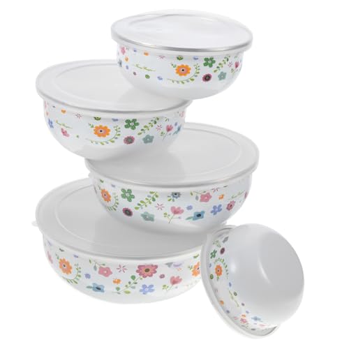 Toyvian Emaille Frischhalteschüsseln mit Deckel Runde Salatschüsseln und Vorratsbehälter aus Langlebigem Emaille material Auslaufsicher Vielseitig für Haushalt Restaurant und Picknick von Toyvian