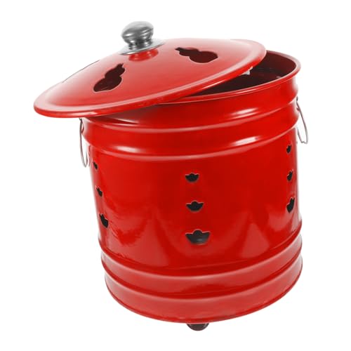 Toyvian Enamel Worship Incinerator Roter Emaille Brenneimer mit Hitzeschutz und Langlebig für Papierverbrennung Opfergaben und Zeremonien Geeignet von Toyvian