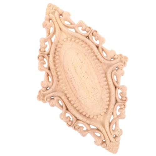 Toyvian Europäisches Holzornament Applique Oval Holzgravur Möbelverzierung Prägung Selbstklebend Einfache Montage Elegante Holzskulptur für Wohnkultur von Toyvian