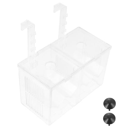 Toyvian Fischzucht Doppelbox Zuchtkasten mit Abdeckung und Haken Saugnapf Stabile Isolationsbox für Aquarien Schutz von Jungfischen Praktische Trennwand für Fischzucht und Aufzucht von Toyvian