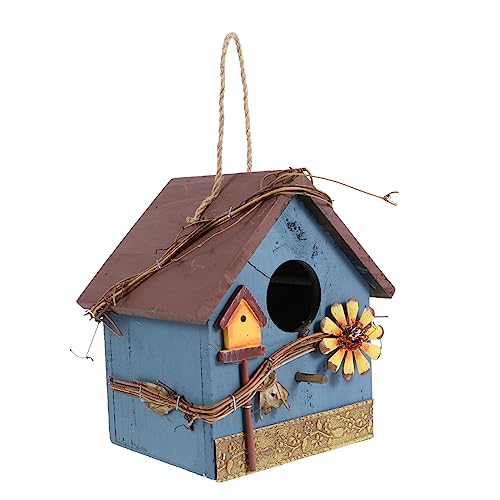 Toyvian Garten Vogelhaus Vogelhäuser im Freien gartenhaus Gartendekoration im Freien Nest Gärten Hängende Vogelhäuser für draußen Vogelhäuschen aus Holz hölzern Blue von Toyvian