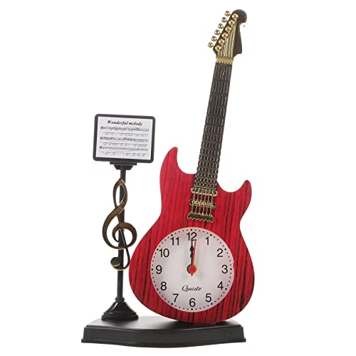 Toyvian Gitarrenwecker Tischuhr Vinyl Schallplatten Dekor Vinyl Schallplatten Uhr Batteriebetriebener Wecker Musiknote Uhr Urlaub Musikuhr Tischuhr Wecker Nachttischuhr Rot von Toyvian