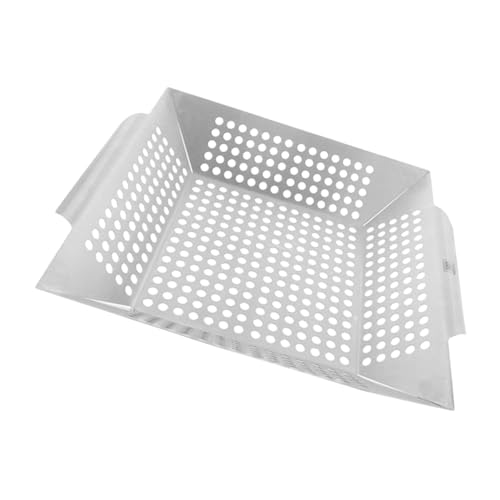Toyvian Grillplatte Quadratisch BBQ Grillpfanne mit Löchern Rostfrei Hitzebeständig Robust für Outdoor Barbecue Gemüse und Fleisch von Toyvian