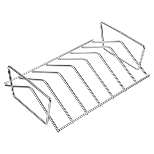Toyvian Grillzubehör tragbar Grills Holzkohle rostfrei Rib-Rack Rippenständer im Freien Rippengrill aus Edelstahl Rippengrill aus Metall Grillwerkzeug Edelstahldraht Silver von Toyvian