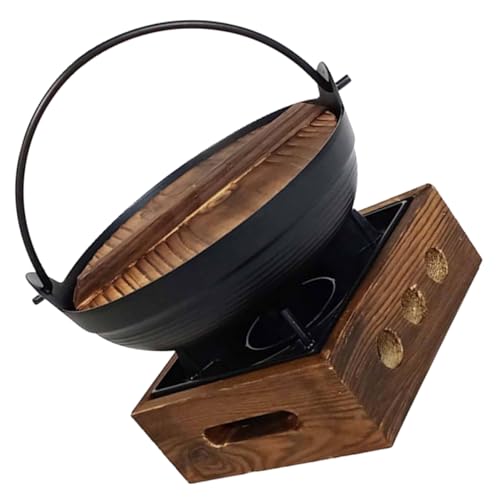 Toyvian Gusseisen - -Topf -Set gusseiserner Kessel Saucentopf Gusseisen Hot Pot zum Aufhängen für zu Hause Japanische Bratpfanne Sukiyaki-Topf Suppentopf hölzern von Toyvian