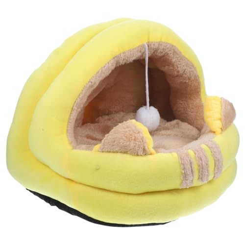 Toyvian Halbgeschlossenes Katzenbett Gelb S Warmes Haustier Schlafsofa aus Baumwolle Komfortables Kleines Tierbett für Hamster Igel Chinchilla Robustes Pflegeleichtes Katzenversteck von Toyvian