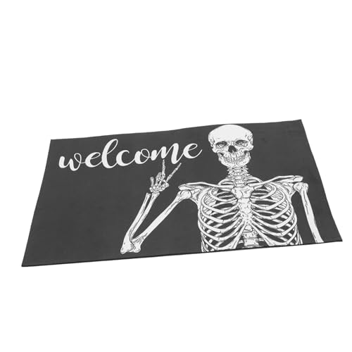 Toyvian Halloween Fußmatte Cartoon Schädel rutschfeste Türmatte Badezimmer Küche Dekoration Innen Schwarz von Toyvian