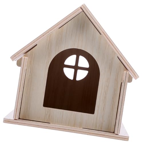 Toyvian Hamster Holzhaus Kleines Versteck aus Natürlichem Strapazierfähigem Holz für Zwerghamster Meerschweinchen und Kleine Nager als Sicheres Spiel und Ruhehaus von Toyvian
