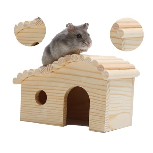 Toyvian Hamsterhaus aus Natürlichem mit Rundloch und Tür Bewegliches Kleintierversteck für Hamster Mäuse und Igel Fördert Nestbau und Kauinstinkt Schadstofffrei Robust Umweltfreundlich von Toyvian