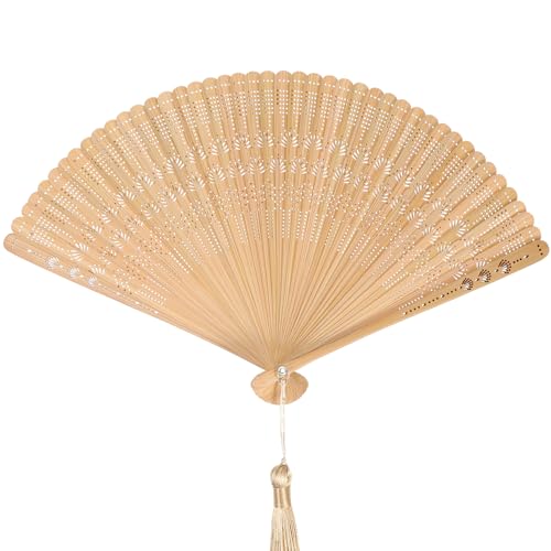 Toyvian Handgehaltener Vintage-Bambusfächer: Faltfächer Aus Holz Im Chinesischen Stil Für Frauen Mit Quaste Für Sommer Hochzeit Partydekoration Auftritt Tanz von Toyvian