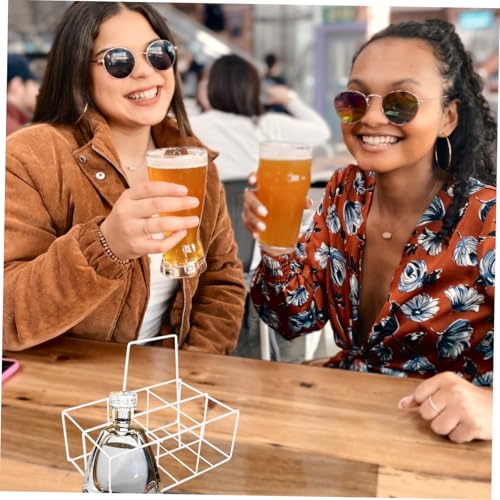 Toyvian Handlicher Eisen flaschenhalter mit Stabilem Griff Rostfrei und Langlebig Vielseitiger Milchflaschen Bierflaschenhalter für Küche und Bar Praktischer Tragkorb in Weiß von Toyvian