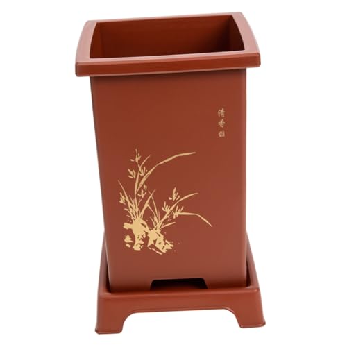 Toyvian Hochwertiger Resin Orchideentopf mit Drainageloch und Untersetzer Atmungsaktiver Blumentopf für Zimmerpflanzen Dekorativer Übertopf im Puristischen Design für Orchideen und von Toyvian