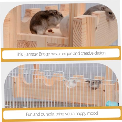 Toyvian Holz Hängebrücke für Kleine Haustiere Multifunktionales Kleintierspielzeug Fördert Koordination und Balance von Meerschweinchen Hamstern Igeln zum Klettern und Verstecken von Toyvian