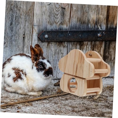 Toyvian Holz Heuraufe für Kaninchen und Kleintiere Hängender Futterhalter mit Kreativem Design Einfache im Käfig Hält Futter Sauber und Organisiert für Bunny Feeder und Heuhalter von Toyvian
