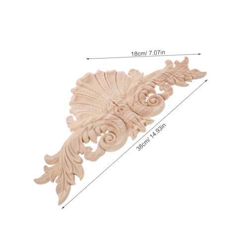 Toyvian Holzgeschnitzte Möbelapplikation Unlackiert Europäisches Blumenmotiv Handgefertigte Holzornamente für Schränke Türen und Wohnkultur von Toyvian