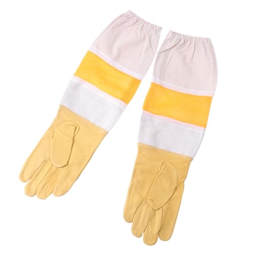Toyvian Imkerhandschuhe mit Atmungsaktiven Belüfteten Schutzhüllen Neue US Style Bienenschutz Handschuhe für Imker Flexibel und Stichfest für Bienenhaltung und Gartenarbeit von Toyvian