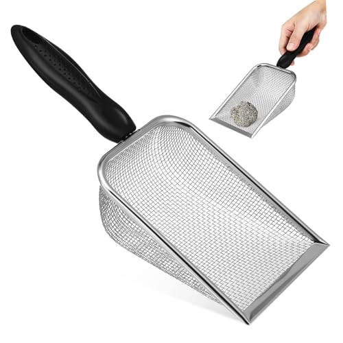 Toyvian Katzenstreuschaufel mit Ergonomischem Griff Feinen Löchern für Effizientes zur Einfachen von Katzentoiletten Langlebig und Rostfrei von Toyvian