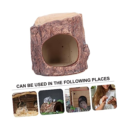 Toyvian Keramik Hamsterhaus Imitat Holzdesign Kühlendes Nagertier Versteck Kleintierzubehör Schlafnest für Hamster und Kleine Haustiere von Toyvian