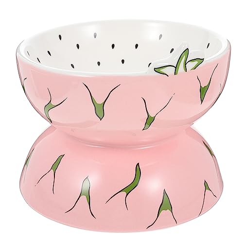 Toyvian Keramik -Katzenfutter -Topf drinnen geformt Schüssel Haustier Entzückender Katzennapf mit Muster Katzennapf für den täglichen Gebrauch Katzenversorgung Rosa von Toyvian