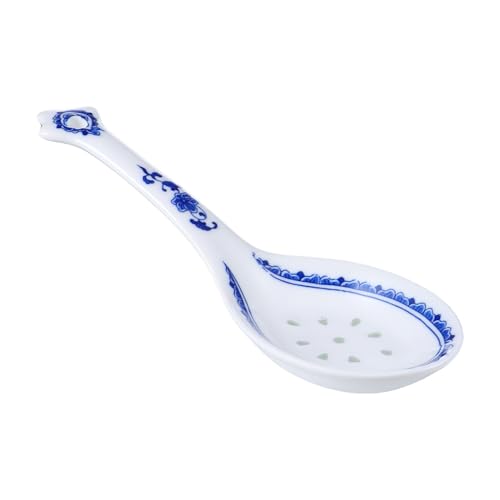 Toyvian Keramik Suppenlöffel Asiatischer Stil Großer Löffel mit Langem Griff Spülmaschinenfest Feine Verarbeitung für Serviergeschirr und Suppenschüsseln von Toyvian