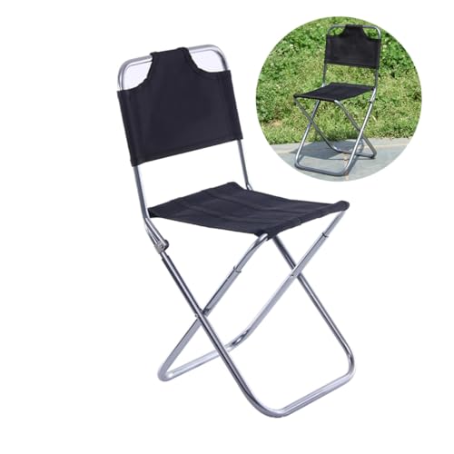 Toyvian Klappstuhl Faltbar aus Aluminiumlegierung mit Rückenlehne Ultraleichter Campingstuhl Tragbarer Outdoor Faltstuhl für Angeln Wandern Reisen Mittlere Schwarz Silber von Toyvian