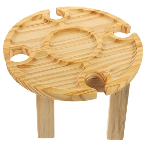 Toyvian Klapptisch Weinregal Kleiner Picknicktisch Für Draußen Tragbarer Strandtisch Vielseitiger Getränketisch Holz von Toyvian