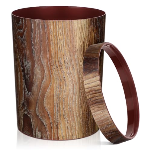 Toyvian Klassischer Mülleimer mit Holzoptik Großer ohne Deckel Eleganter Papierkorb für Küche Schlafzimmer Büro und Wohnzimmer Platzsparend Leicht zu Reinigen von Toyvian