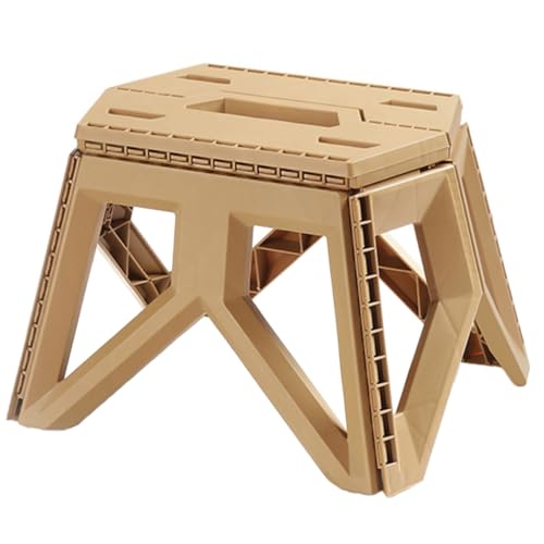 Toyvian Kompakter Klappbarer Outdoor Hocker aus Robustem PP Kunststoff Rutschfester Kleiner Angelstuhl für Camping Leichter Faltbarer Sitz für Reisen und Garten Khakifarben von Toyvian