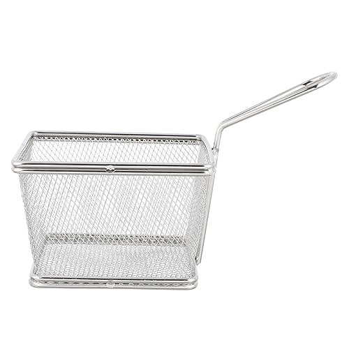 Toyvian Korb Frittierkörbe mit Griff Mini-Französisch Frittierkörbe für Fisch Pommes-Frites-Halter wiederverwendbar Kitchen Gadget fritöz Küchensieb Küchengerät Rostfreier Stahl Silver von Toyvian