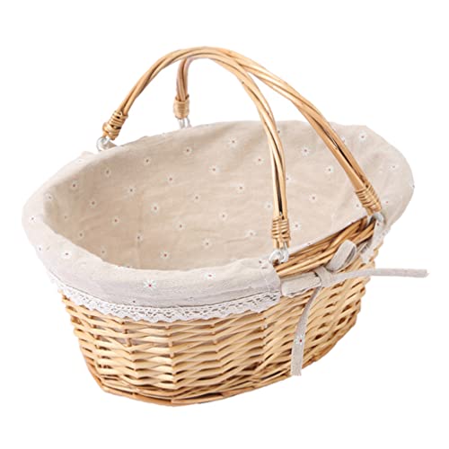 Toyvian Korb mit Griff - Gewebtes Weidenpicknickkorb-Set mit Liner Ovaler Aufbewahrungskorb ohne Inhalt für Obst Süßigkeiten Geschenke oder Dekoration bei Picknicken, Hochzeiten und Heimgestaltung Toyvian Korb mit Griff - Gewebtes Weidenpicknickkorb-Set mit Liner Ovaler Aufbewahrungskorb ohne Inhalt für Obst Süßigkeiten Geschenke oder Dekoration bei Picknicken, Hochzeiten und Heimgestaltung von Toyvian