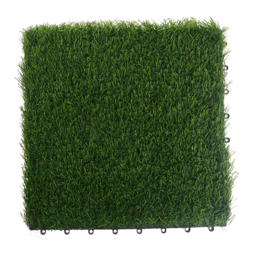 Toyvian Kunstgras Fliesen mit Klick system Rutschfest Wetterfest Dekorativ für Garten Balkon Terrasse DIY Gartendeko Kunstrasen Teppich für Outdoor und Indoor Nutzung von Toyvian