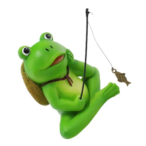 Toyvian Lebensechte Angel-Frosch Figurine aus Robustem Resin Wasserbeständig Aquarium und Teich Dekoration Fischbecken Ornament Regalsitzer für Natürliche Fischinteraktion von Toyvian