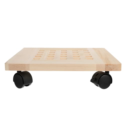 Toyvian Massiver Blumentopfständer mit Universalrollen und Bremse Mobiler Blumentopf untersetzer Abnehmbares Quadratisches Tablett für Balkon Garten und Innenräume von Toyvian
