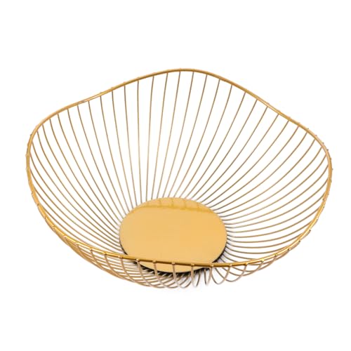 Toyvian Metalldraht Korb mit Ablauffunktion Nordic Stil Snack Obstkorb Kleiner Goldener Gemüsehalter mit Luftdurchlässigem Design für Küche und Wohnzimmer von Toyvian