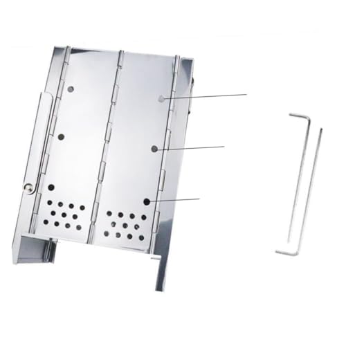 Toyvian Mini Faltbarer Edelstahl Holzofen Quadratisch Tragbarer Campinggrill mit Großer Öffnung Rostfrei Hitzebeständig für Outdoor Bbq Picknick Gemüse Fleisch Meeresfrüchte Grillspaß von Toyvian
