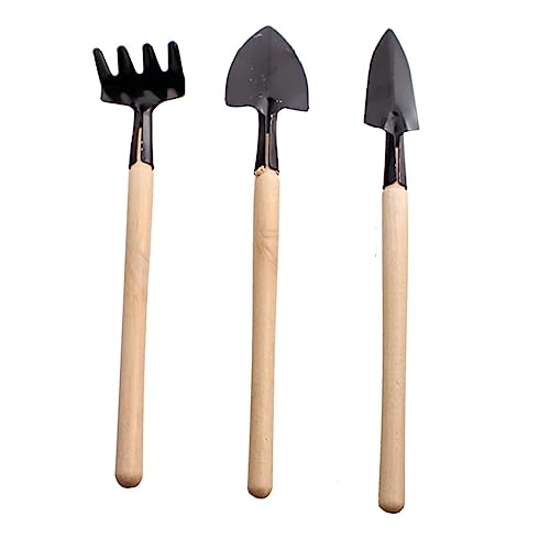 Toyvian Mini Gartenwerkzeug Teilig mit Glattem Holzgriff Kindgerechte Mini Pflanzschaufel Handrechen und Pflanzhacke Langlebig und Leicht für Eltern zum Gemeinsamen Gärtnern im Freien von Toyvian