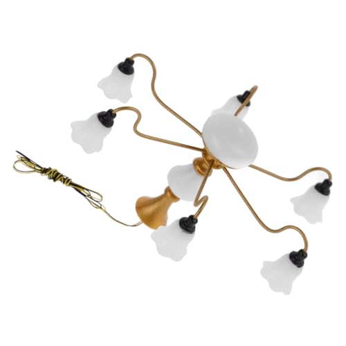 Toyvian Mini -Kronleuchtermodell Miniatur Dekoration modern Minis Möbelverzierung Mini-Deckenleuchten Puppenzubehör imitierte Hängelampe Simulationslampe Metall Golden von Toyvian