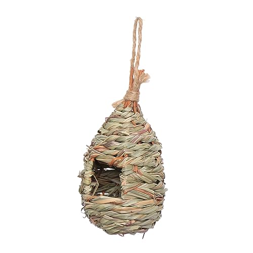 Toyvian Natürliches Handgewebtes Vogelnest aus Gras Leicht und Langlebig mit Zwei Wählbaren Einfluglöchern Einfach zu Befestigen Geeignet für Wild und Ziergärten Hängendes Vogelhaus Nest von Toyvian