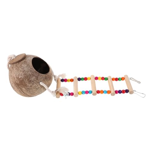 Toyvian Naturnahes Kokosnussschalen Nest mit Leiter Hängendes Papageienhaus Langlebiges Vogelkäfig Zubehör Dekoratives Schlafnest für Wellensittiche Nymphensittiche Kleine Vögel und Toyvian Naturnahes Kokosnussschalen Nest mit Leiter Hängendes Papageienhaus Langlebiges Vogelkäfig Zubehör Dekoratives Schlafnest für Wellensittiche Nymphensittiche Kleine Vögel und von Toyvian