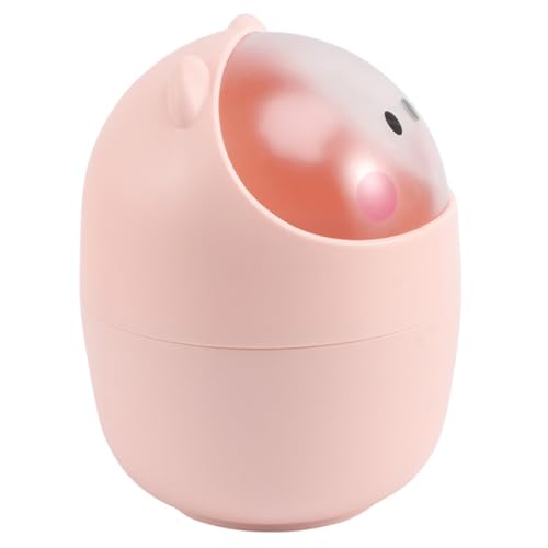 Toyvian Niedlicher Tischmülleimer mit Deckel Cartoon Design Kleiner Desktop Abfallbehälter aus Langlebigem Kunststoff Praktischer Mini Papierkorb für Büro Schlafzimmer Küche und von Toyvian