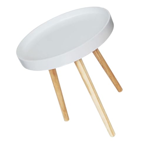 Toyvian Nordischer Kleiner Runder Beistelltisch Mini Sofatisch Dekorativ für Wohnzimmer Schlafzimmer Balkon Schlichtes Design Weiß von Toyvian
