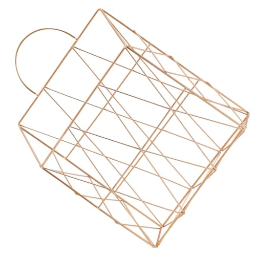 Toyvian Nordischer Metallkorb Goldfarben Großer Desktop Organizer aus Eisen mit Henkel Multifunktionaler Aufbewahrungskorb für Bücher Zeitschriften und Bürobedarf Platzsparend und von Toyvian