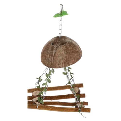 Toyvian Papageien Holz Sitzstange Hängende Vogelschaukel aus Robustem Naturholz Kleines Vogelhängematten zur Balanceförderung Einfach zu Befestigen im Käfig für Wellensittiche und von Toyvian