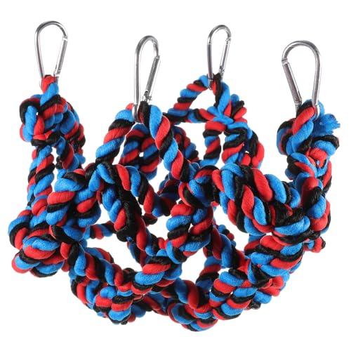 Toyvian Parrot Kletternetz aus Robustem Seil Großes Buntes Vogelnest zum Aufhängen Bissfestes für Mittlere und Große Papageien Fördert Bewegung und Gesundheit Einfache von Toyvian