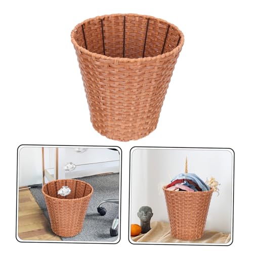 Toyvian Pastoral Stil Imitation Rattan Aufbewahrungskorb Kunststoff Haushalt Abfalleimer Vielseitiger Desktop Organizer für Wohnzimmer Küche Badezimmer von Toyvian