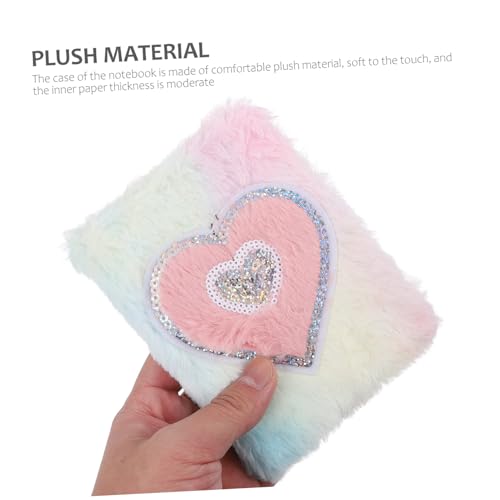 Toyvian Plüsch Notizbuch Mini mit Herzmuster Kreatives Journal Buch Dickes Papier Langlebig für Schule Büro Zuhause Praktisches Handliches Tagebuch Farbenfrohes Notizheft von Toyvian