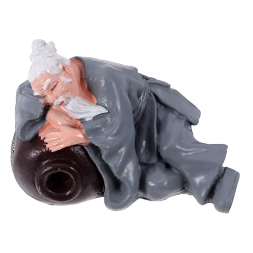 Toyvian Resin Aquarium Ornament Drunk Elderly Figurine mit Antikem Charme Lebensechte Gartenstatuen für Gartenteich und Kleine Aquarien Vielseitig als Pflanzenhaus und Dekoration von Toyvian