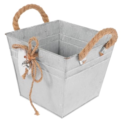 Toyvian Retro Eisen Blumentopf Vintage Pflanzer Eimer für Sukkulenten Zimmer Balkon Wohnzimmer Dekoration Rustikaler Übertopf für Innen und Außen von Toyvian